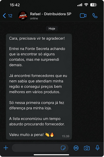 Testimonial from Rafael, Distribuidora SP